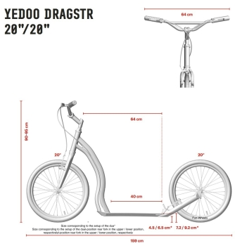 Yedoo Dragstr Tretroller 20/20 7,4kg schwarz