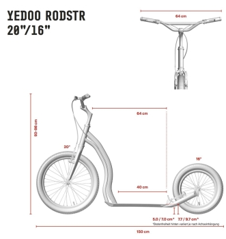 Yedoo Rodstr Tretroller 20/16 schwarz