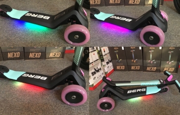 BERG Nexo mit LED LICHT MODUL faltbarer Kinderroller lime gelb