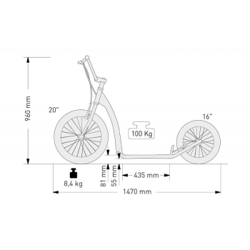 KOSTKA HILL FUN Tretroller REHA-Max2 mit SATTEL schwarz