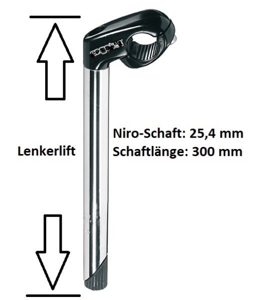 Vorbau Erhöhung Lenker 25,4mm 300mm für viele Yedoo Tretroller